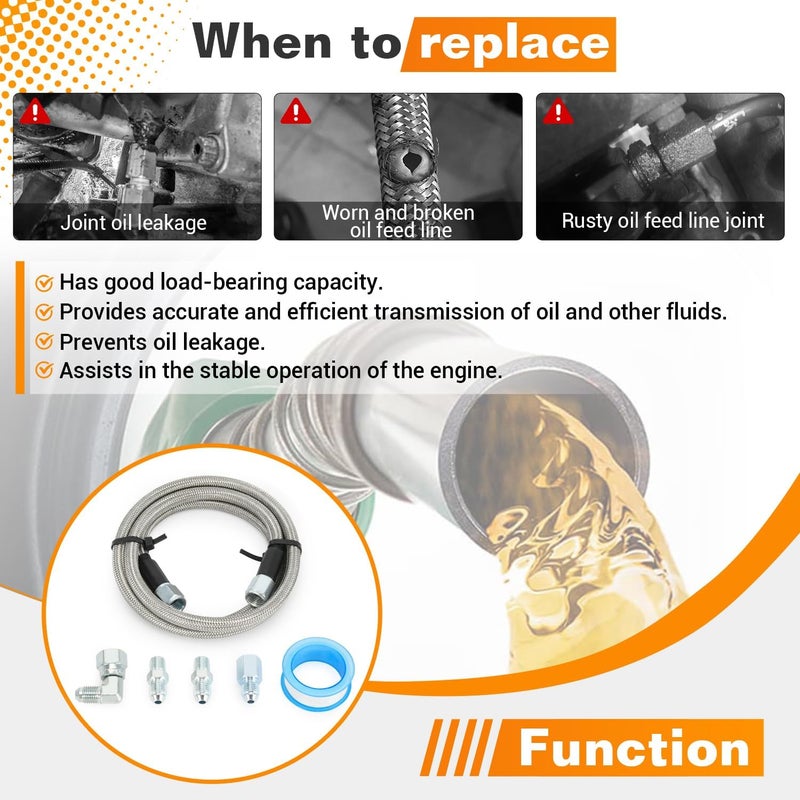 SJDYYMX 48 inch Stainless Braided Line 4AN Multi Size Remote Turbocharger Sensor Teflon Gauge Line Kit - Image 5